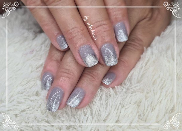 Cool Female Silver Ombre Nail Designs