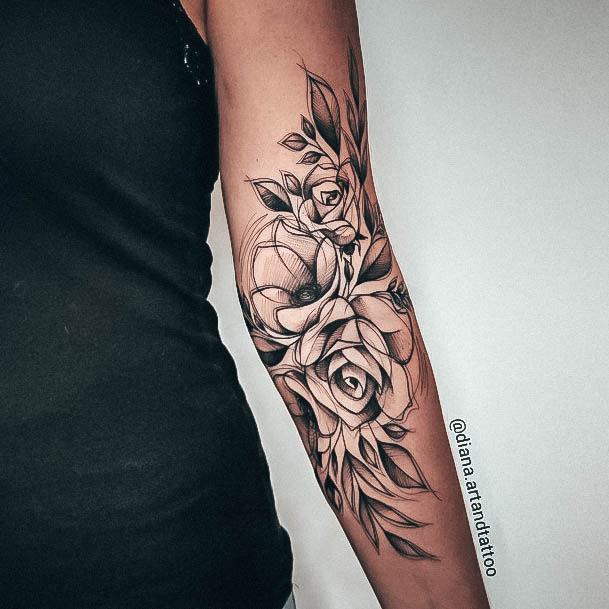 Cool Female Sketch Tattoo Designs