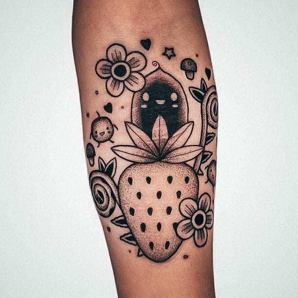 Cool Female Strawberry Tattoo Designs