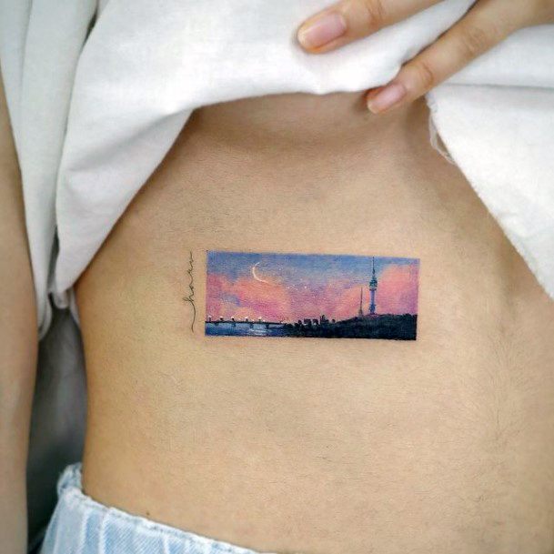 Cool Female Sunset Sunrise Tattoo Designs