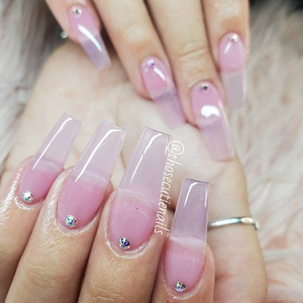 Cool Female Translucent Pink Nail Designs