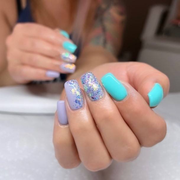 Cool Female Turquoise Ombre Nail Designs