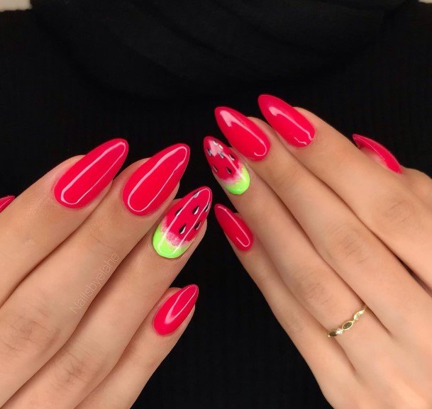 Cool Female Watermelon Nail Designs