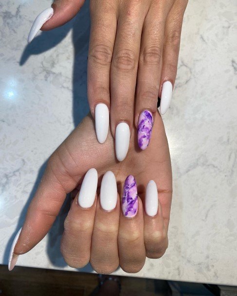 Cool Female White And Purple Nail Designs