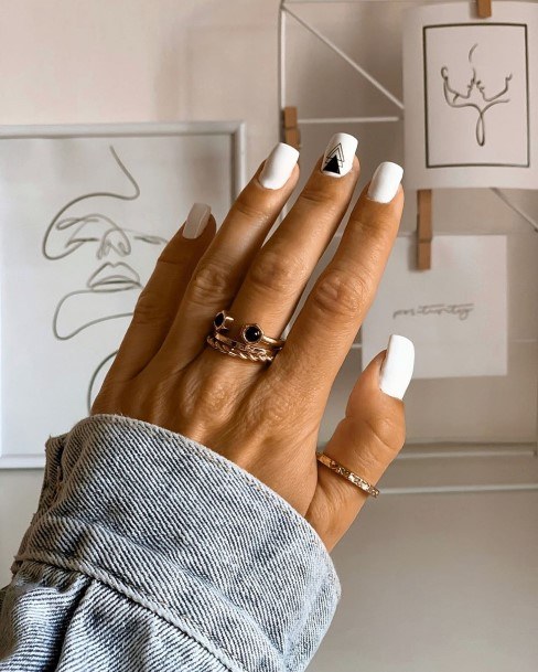 Cool Female White Square Nail Designs