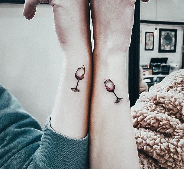 Cool Female Wine Glass Tattoo Designs