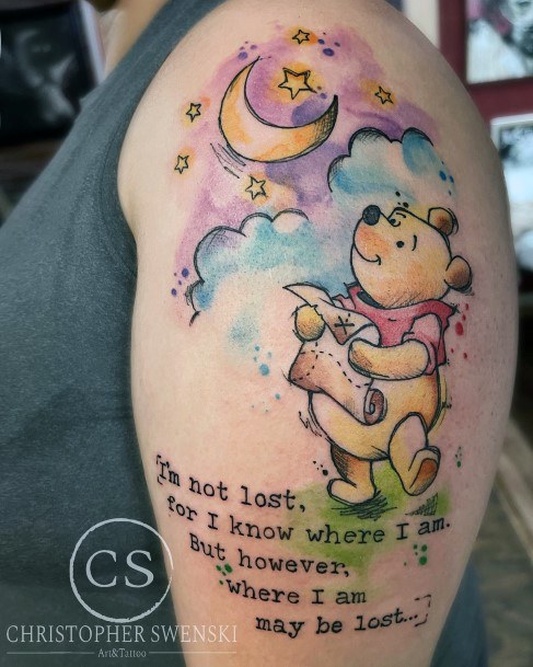 Cool Female Winnie The Pooh Tattoo Designs