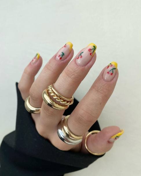 Cool Female Yellow French Tip Nail Designs