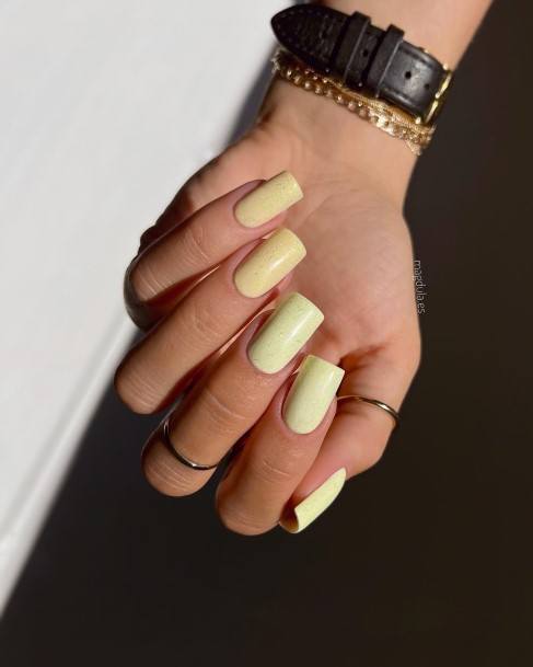 Cool Female Yellow Square Nail Designs