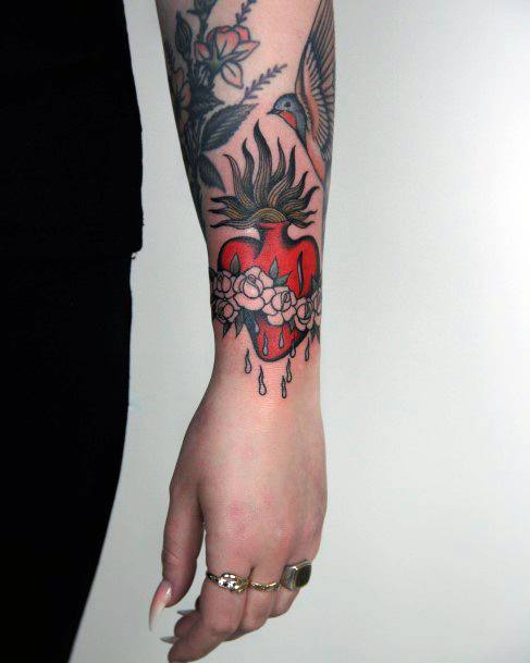 Cool Flaming Heart Tattoos For Women