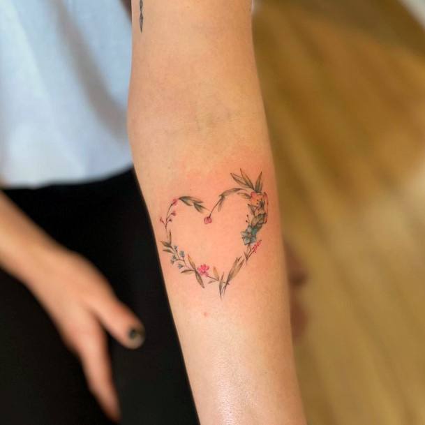 Cool Flower Heart Tattoos For Women