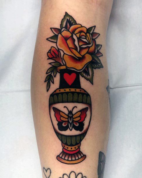 Cool Flower Vase Tattoos For Women