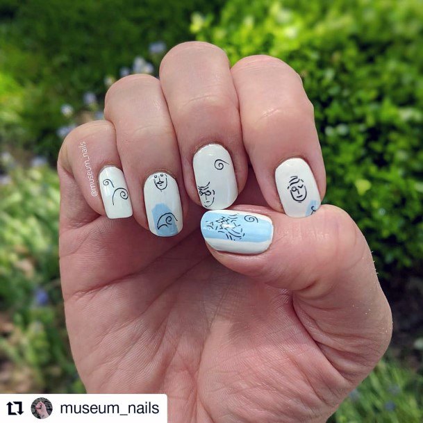 Cool Girly White Blue May Nail Ideas For Women