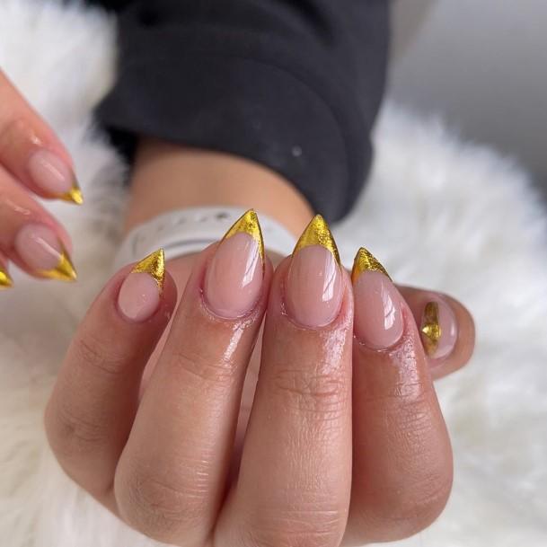 Cool Gold French Tip Nails For Women