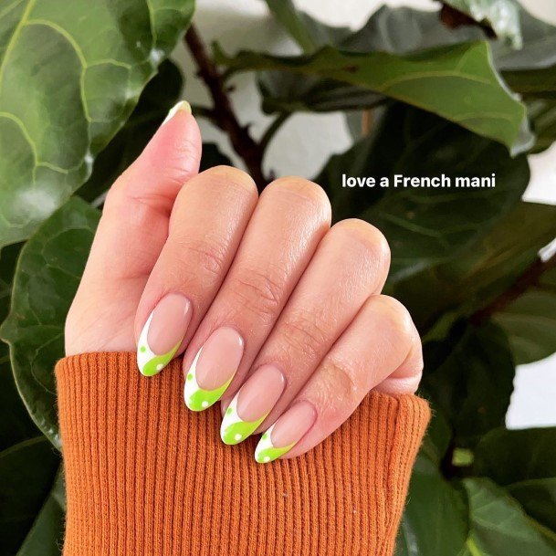 Cool Green And White Nails For Women