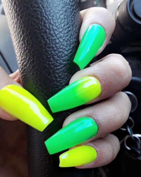 Cool Green And Yellow Nails For Women