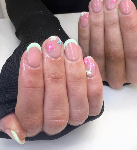 Cool Green French Tip Nails For Women