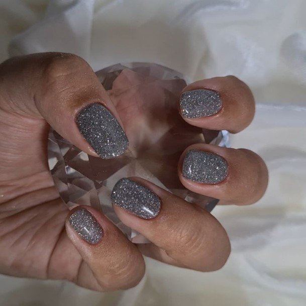 Cool Grey With Glitter Nails For Women