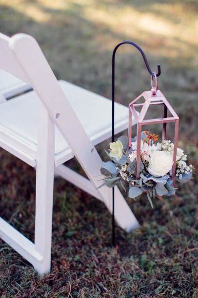 Cool Hanging Rose Gold Flower Holder Lantern Decor Wedding Pew Ideas