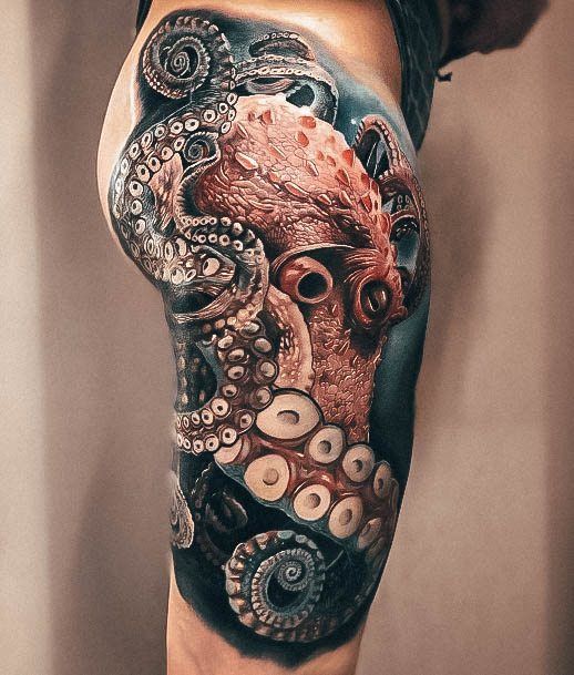 Cool Hip Tattoos For Women 3d Octopus
