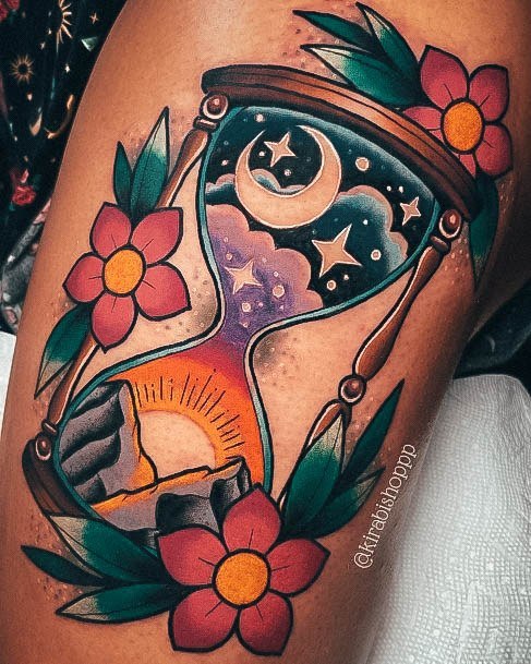 Cool Hourglass Tattoos For Women Old School