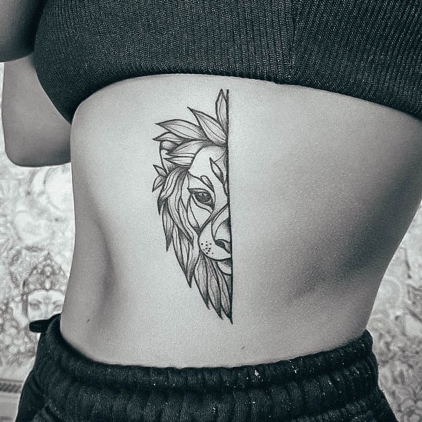 Cool Leo Tattoos For Women Rib Cage Side