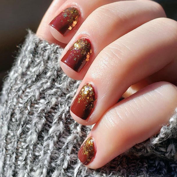 Cool Maroon Glitter Nails For Women