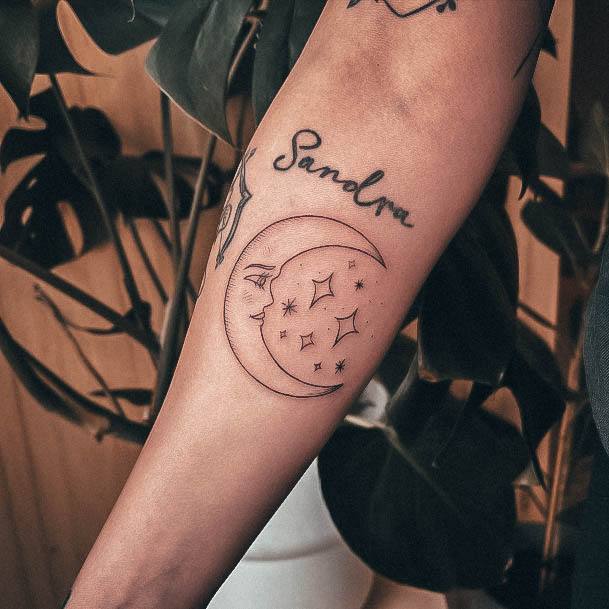 Cool Moon And Stars Tattoos For Women