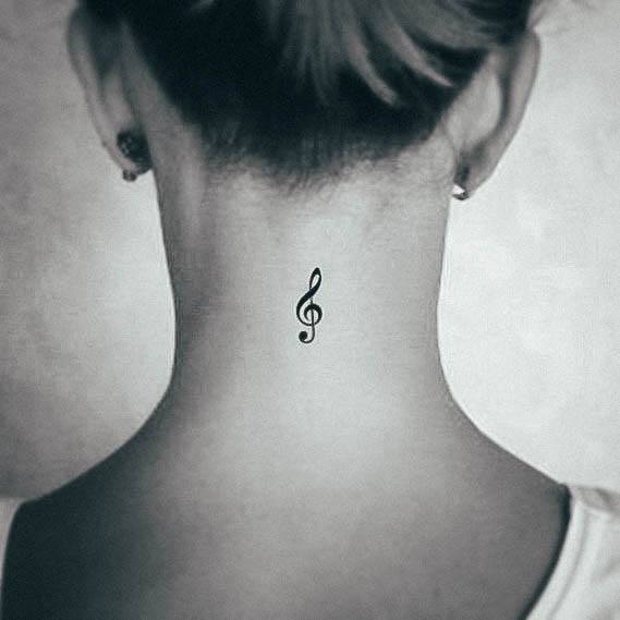 Cool Music Tattoos For Women Back Of Neck