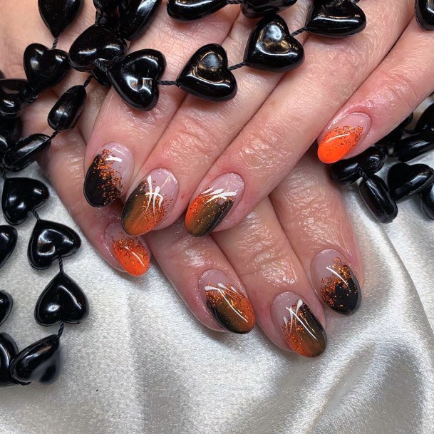 Cool Orange And Black Halloween Ladies Fall Ombre Nails Inspiration For Women