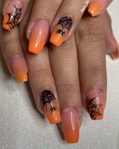 Cool Orange Ombre Nails For Women