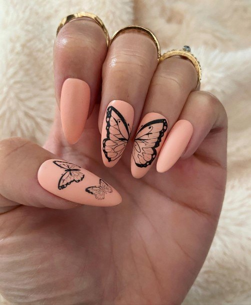 Cool Peach Matte Nails For Women