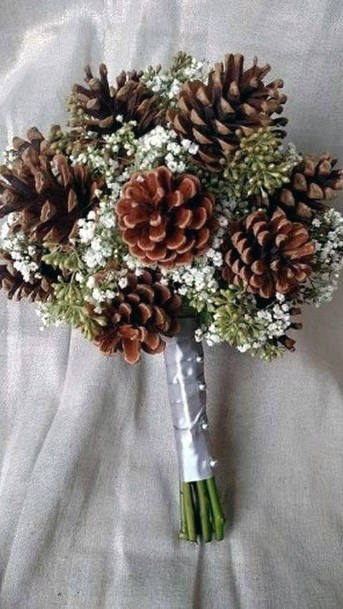 Cool Pinecone Wedding Bouquet Winter Ideas For Bride