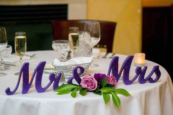 Cool Purple Mr Mrs Wedding Decor Sign Table Ideas