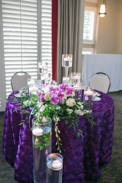 Cool Purple Wedding Table Cloth Decor Gorgeous Pink Flower Centerpiece Ideas