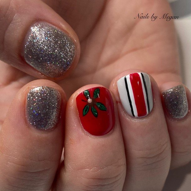 Cool Red And Grey Nails For Women