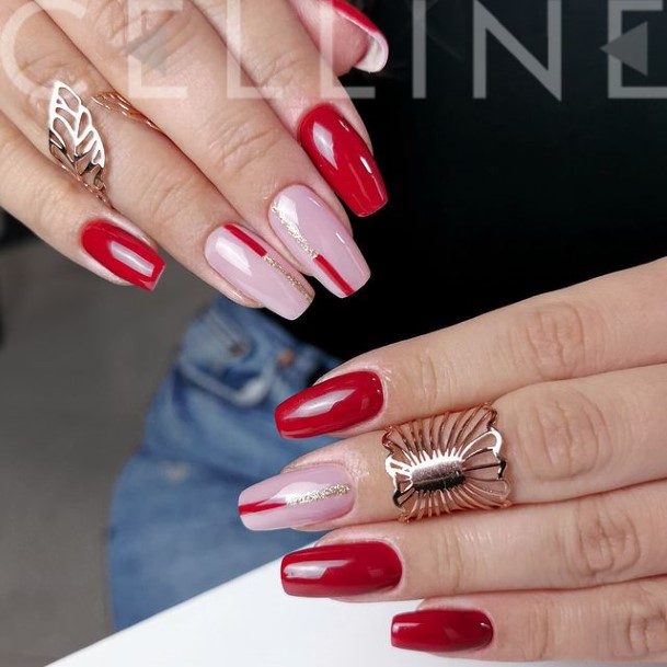 Cool Red And Silver Nails For Women