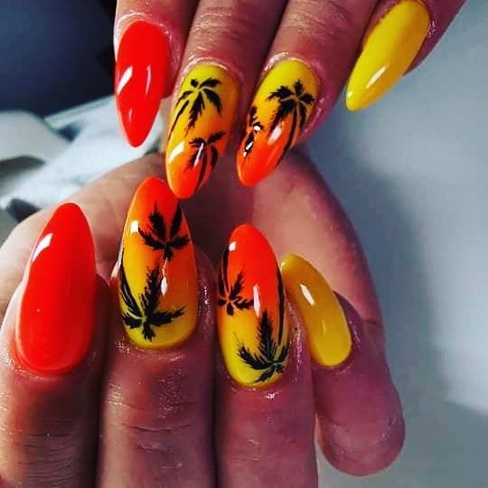 Cool Red And Yellow Nails For Women