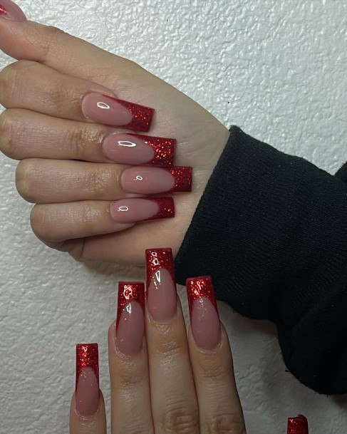 Cool Red French Tip Nails For Women