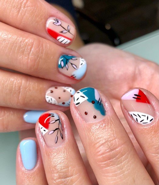 Cool Red White And Blue Nails For Women