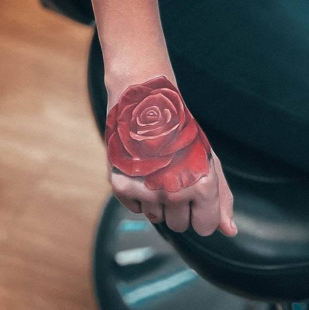 Cool Rose Hand Tattoos For Women