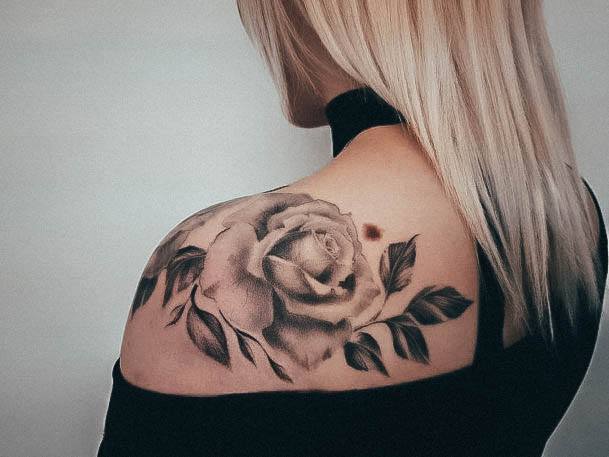 Cool Rose Shoulder Tattoos For Women