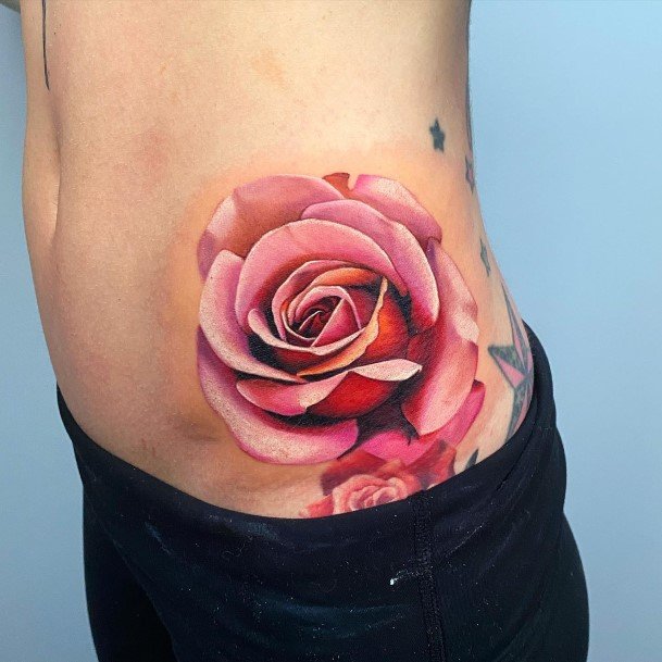 Cool Rose Thigh Tattoos For Women