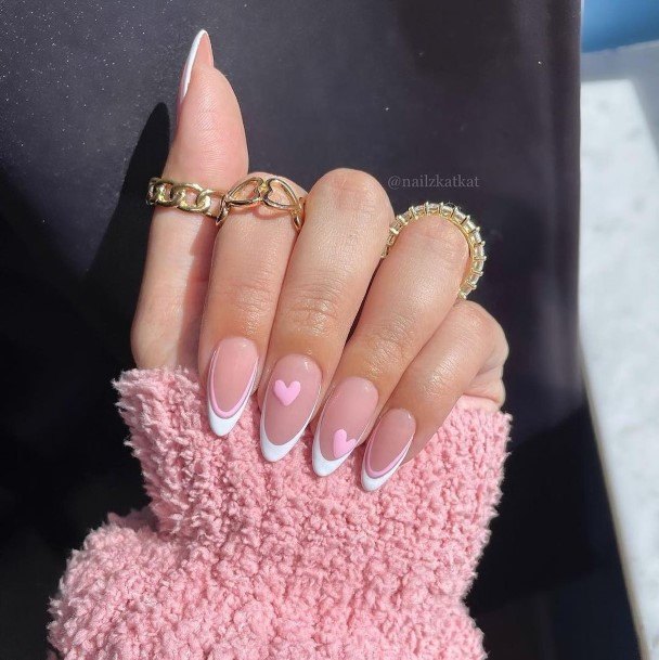 Cool Short Pink And White Nails For Women