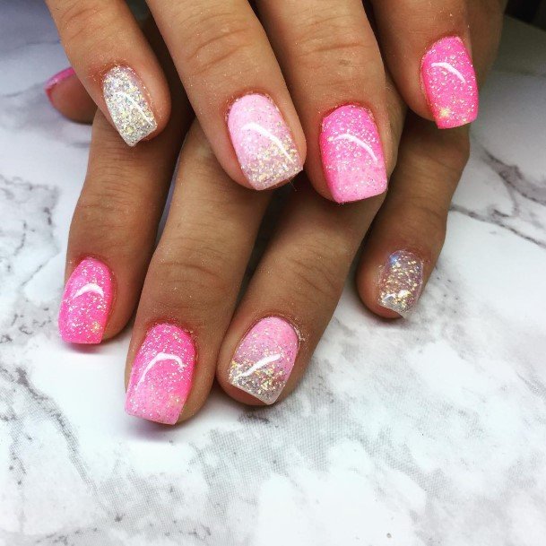 Cool Short Pink Nails For Women