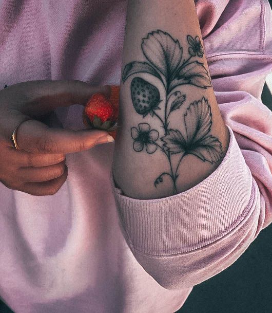 Cool Strawberry Tattoos For Women