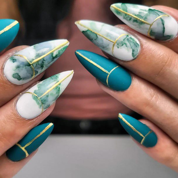Cool Teal Turquoise Dress Nails For Women