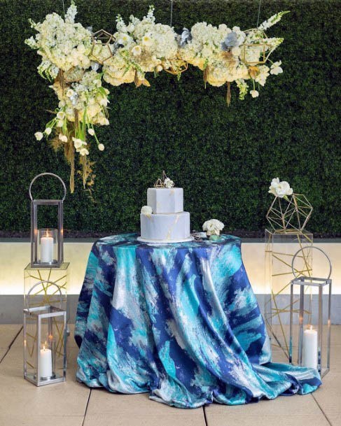 Cool Tie Dye Table Cloth Elegant White Flower Bouquet Hanging Tasty Wedding Cake Ideas