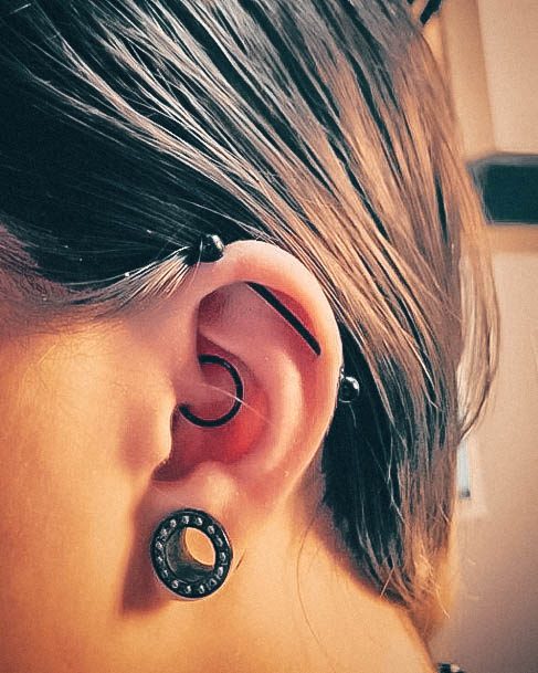 Cool Trendy Black Industrial Cute Hoop Diamond Guage Ear Piercing Ideas For Women