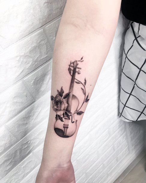 Cool Violin Tattoos For Women